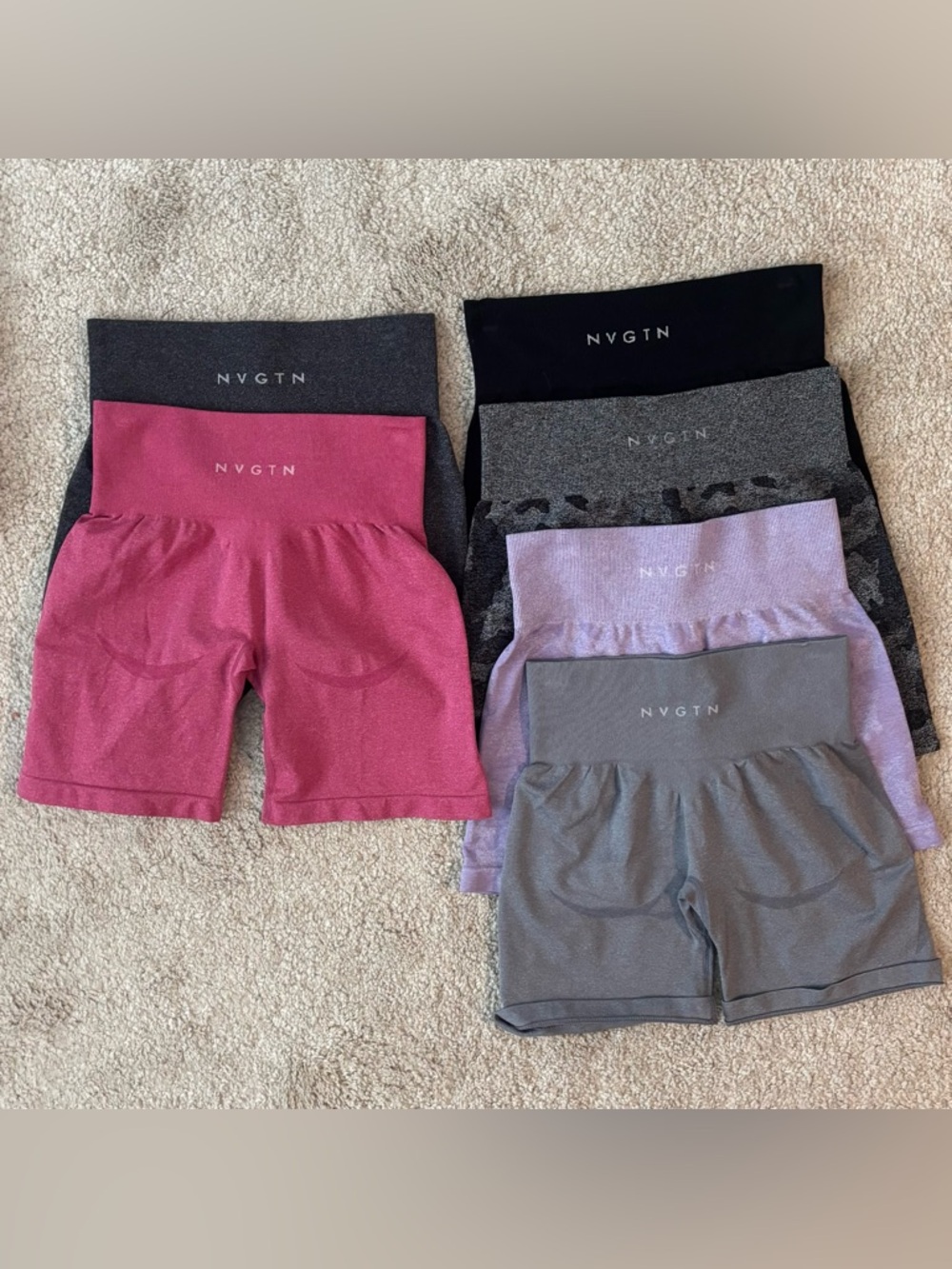 NVGTN Seamless High-Waist Shorts Pack — Pink, Purple, Gray, Black - Picture 2 of 3